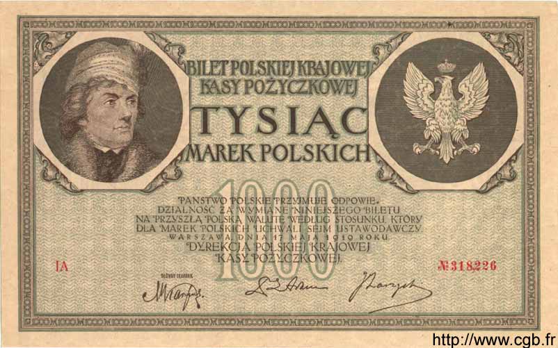 1000 Marek POLOGNE  1919 P.022a SUP+