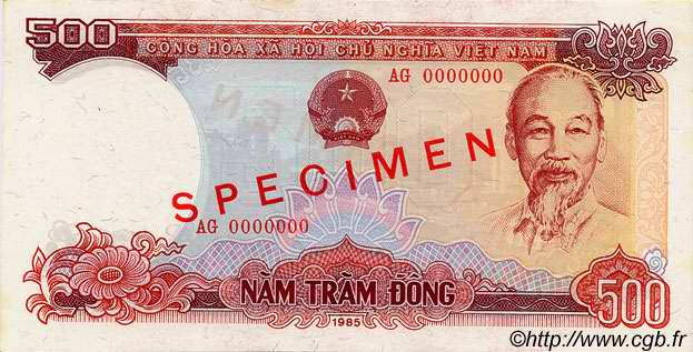 500 Dong Spécimen VIET NAM   1985 P.099s pr.NEUF