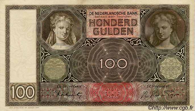 100 Gulden PAYS-BAS  1942 P.051c SUP