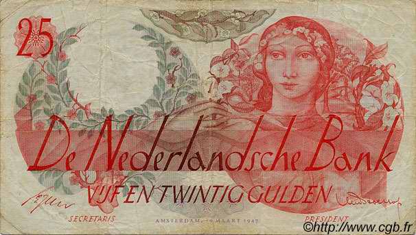 25 Gulden PAYS-BAS  1947 P.081 TB+