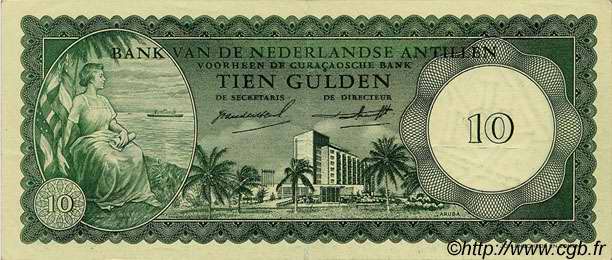 10 Gulden ANTILLES NÉERLANDAISES  1962 P.02a SUP