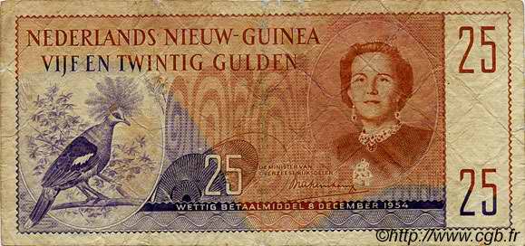 25 Gulden NOUVELLE GUINEE NEERLANDAISE  1954 P.15a TB