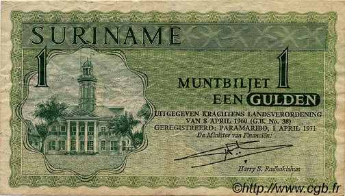 1 Gulden SURINAM  1971 P.116b TTB