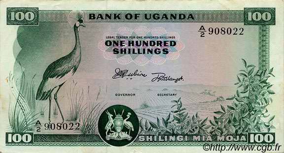 100 Shillings OUGANDA  1966 P.04a SUP+