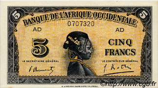 5 Francs AFRIQUE OCCIDENTALE FRANÇAISE (1895-1958)  1942 P.28b NEUF