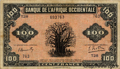 100 Francs AFRIQUE OCCIDENTALE FRANÇAISE (1895-1958)  1942 P.31a TB+