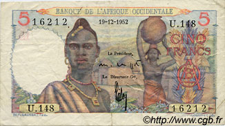5 Francs AFRIQUE OCCIDENTALE FRANÇAISE (1895-1958)  1952 P.36 TB
