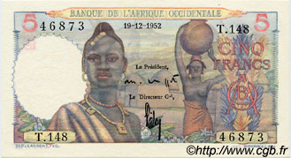 5 Francs AFRIQUE OCCIDENTALE FRANÇAISE (1895-1958)  1952 P.36 SPL