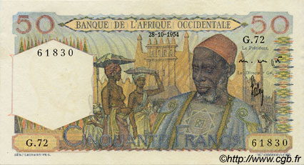 50 Francs AFRIQUE OCCIDENTALE FRANÇAISE (1895-1958)  1954 P.39 SUP