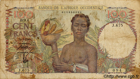 100 Francs AFRIQUE OCCIDENTALE FRANÇAISE (1895-1958)  1945 P.40 B