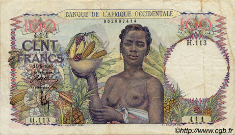 100 Francs AFRIQUE OCCIDENTALE FRANÇAISE (1895-1958)  1945 P.40 TB+