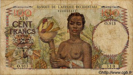 100 Francs AFRIQUE OCCIDENTALE FRANÇAISE (1895-1958)  1946 P.40 B+ à TB