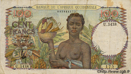 100 Francs AFRIQUE OCCIDENTALE FRANÇAISE (1895-1958)  1948 P.40 TB