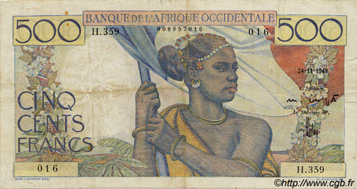 500 Francs AFRIQUE OCCIDENTALE FRANÇAISE (1895-1958)  1948 P.41 TB