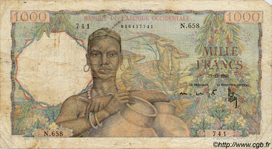 1000 Francs AFRIQUE OCCIDENTALE FRANÇAISE (1895-1958)  1948 P.42 B+