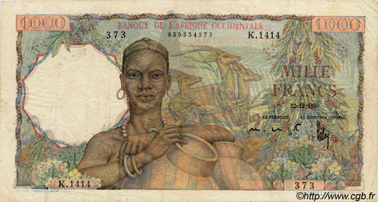 1000 Francs AFRIQUE OCCIDENTALE FRANÇAISE (1895-1958)  1950 P.42 TB+