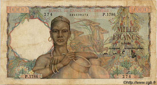 1000 Francs AFRIQUE OCCIDENTALE FRANÇAISE (1895-1958)  1951 P.42 B+