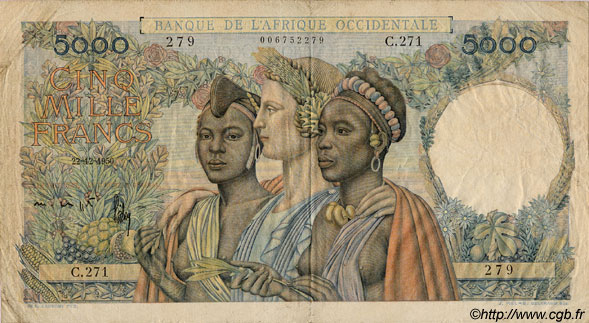 5000 Francs AFRIQUE OCCIDENTALE FRANÇAISE (1895-1958)  1950 P.43 TB+