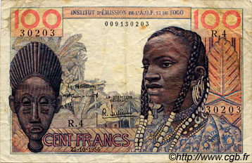 100 Francs AFRIQUE OCCIDENTALE FRANÇAISE (1895-1958)  1956 P.46 TB+