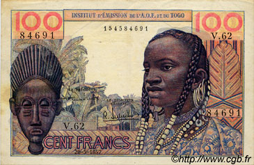 100 Francs AFRIQUE OCCIDENTALE FRANÇAISE (1895-1958)  1957 P.46 TTB+