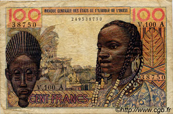 100 Francs ÉTATS DE L AFRIQUE DE L OUEST  1961 P.101Aa pr.TB