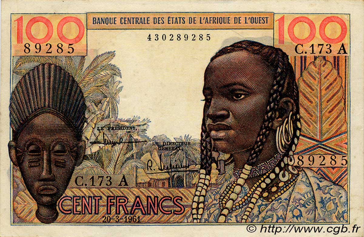 100 Francs ESTADOS DEL OESTE AFRICANO  1961 P.101Ab EBC
