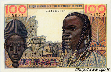 100 Francs ÉTATS DE L AFRIQUE DE L OUEST  1961 P.101Ac pr.SPL