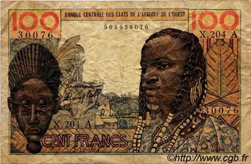 100 Francs ÉTATS DE L AFRIQUE DE L OUEST  1964 P.101Ad B