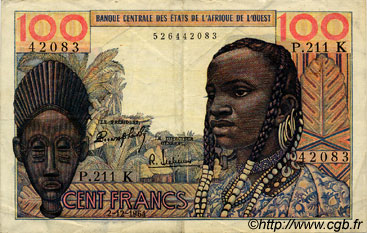 100 Francs ÉTATS DE L AFRIQUE DE L OUEST  1964 P.701Kd TTB