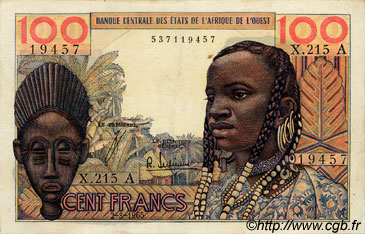 100 Francs ÉTATS DE L AFRIQUE DE L OUEST  1965 P.101Ae SUP+