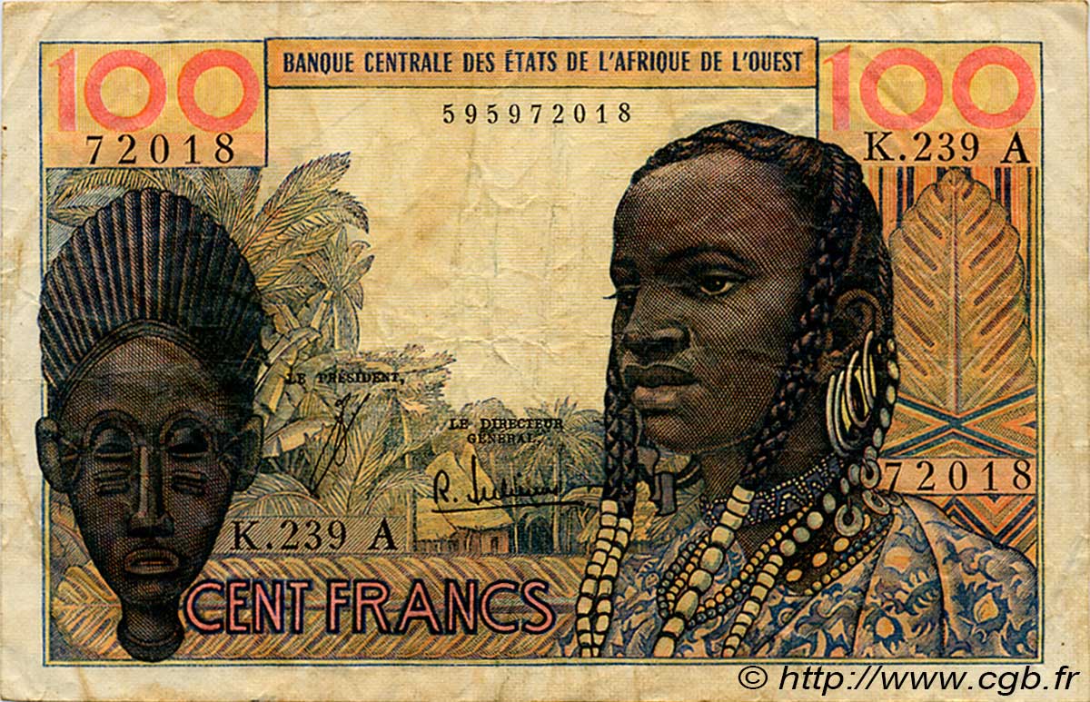 100 Francs ÉTATS DE L AFRIQUE DE L OUEST  1966 P.101Af TB