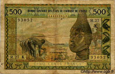 500 Francs ÉTATS DE L AFRIQUE DE L OUEST  1969 P.702Kg B+