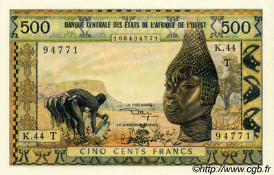 500 Francs ÉTATS DE L AFRIQUE DE L OUEST  1973 P.802Tk pr.NEUF
