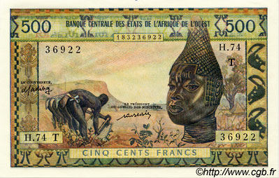 500 Francs ÉTATS DE L AFRIQUE DE L OUEST  1977 P.802Tm NEUF