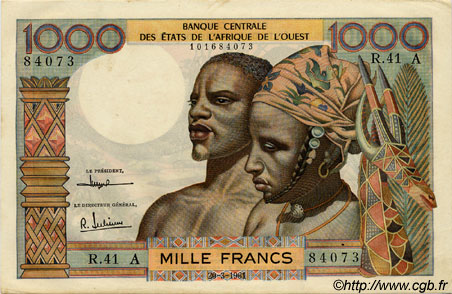 1000 Francs ÉTATS DE L AFRIQUE DE L OUEST  1961 P.103Ac SUP