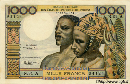 1000 Francs ÉTATS DE L AFRIQUE DE L OUEST  1969 P.103Ag SUP