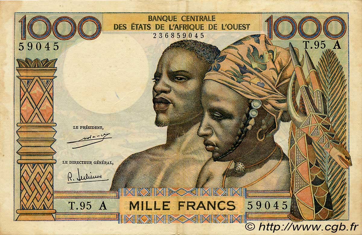 1000 Francs WEST AFRIKANISCHE STAATEN  1971 P.103Ah SS
