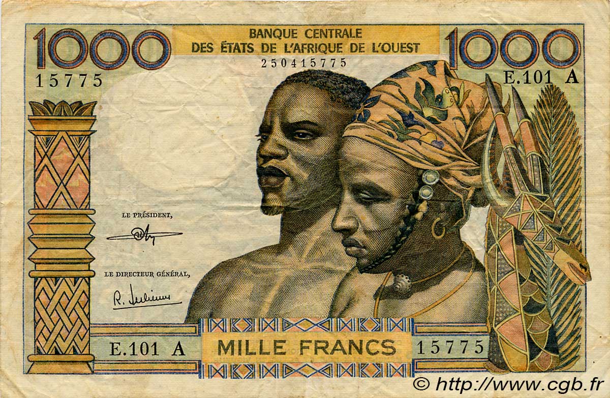1000 Francs WEST AFRICAN STATES  1972 P.103Ai F+