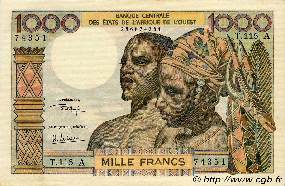 1000 Francs ÉTATS DE L AFRIQUE DE L OUEST  1973 P.103Aj pr.SPL