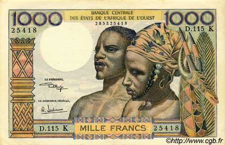 1000 Francs ÉTATS DE L AFRIQUE DE L OUEST  1973 P.703Kk pr.SPL