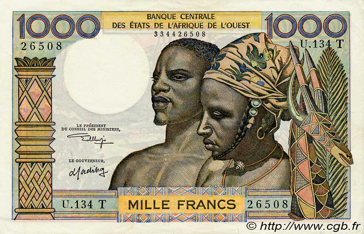 1000 Francs ÉTATS DE L AFRIQUE DE L OUEST  1973 P.803Tl SUP+