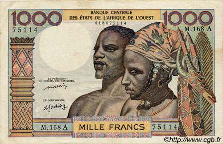1000 Francs ÉTATS DE L AFRIQUE DE L OUEST  1977 P.103Al TTB