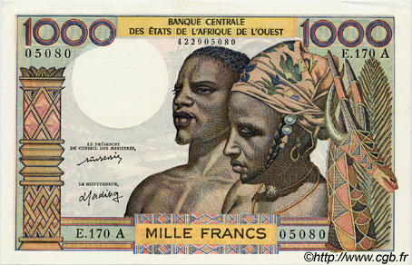 1000 Francs ÉTATS DE L AFRIQUE DE L OUEST  1977 P.103Al pr.NEUF