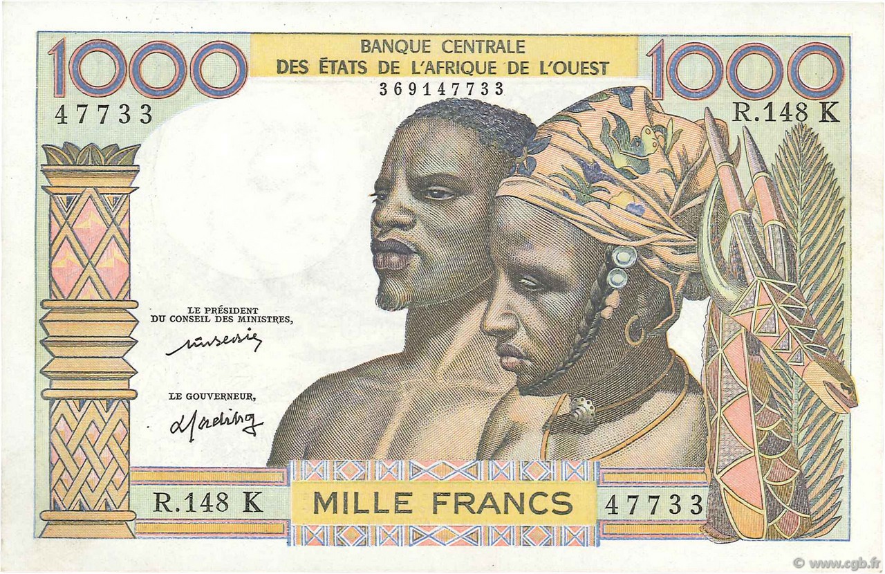 1000 Francs ÉTATS DE L AFRIQUE DE L OUEST  1977 P.703Km pr.SPL