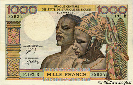 1000 Francs ÉTATS DE L AFRIQUE DE L OUEST  1977 P.203Bn SUP
