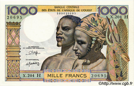 1000 Francs ÉTATS DE L AFRIQUE DE L OUEST  1980 P.603Ho SPL