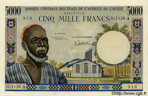 5000 Francs ÉTATS DE L AFRIQUE DE L OUEST  1969 P.104Ae pr.NEUF