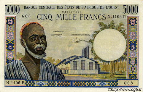 5000 Francs ÉTATS DE L AFRIQUE DE L OUEST  1969 P.504Ed TTB+