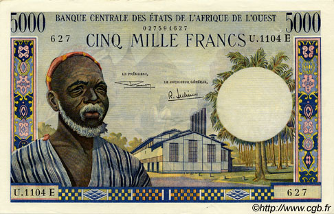 5000 Francs ÉTATS DE L AFRIQUE DE L OUEST  1969 P.504Ed SUP