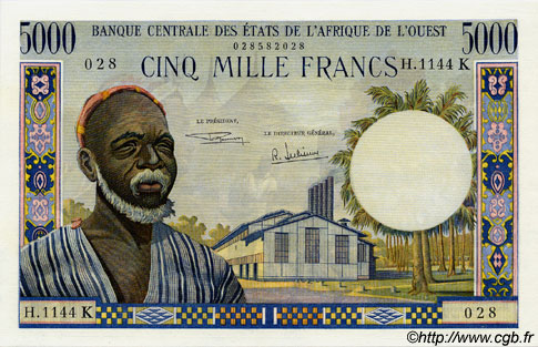 5000 Francs ÉTATS DE L AFRIQUE DE L OUEST  1969 P.704Kh SPL